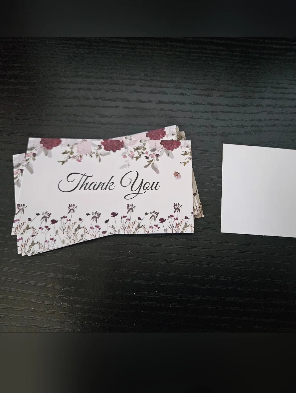 Red Pink Floral Thank You Cards